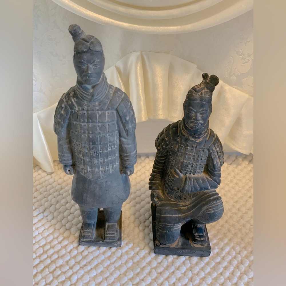 PAIR OF TERRA COTTA WARRIORS FIGURINES